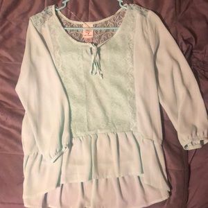 Teal blue mid sleeve shirt